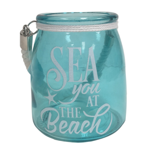 Sea You at the Beach Sea Green Glass Candle Nautical Tropical Gift Selection
