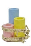 8"H Key West Colored Wooden 3 Piece Pier Post Tea Light Candle Holder