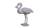 Heron Bird with Fish Standing Statue Whitestone Finish
