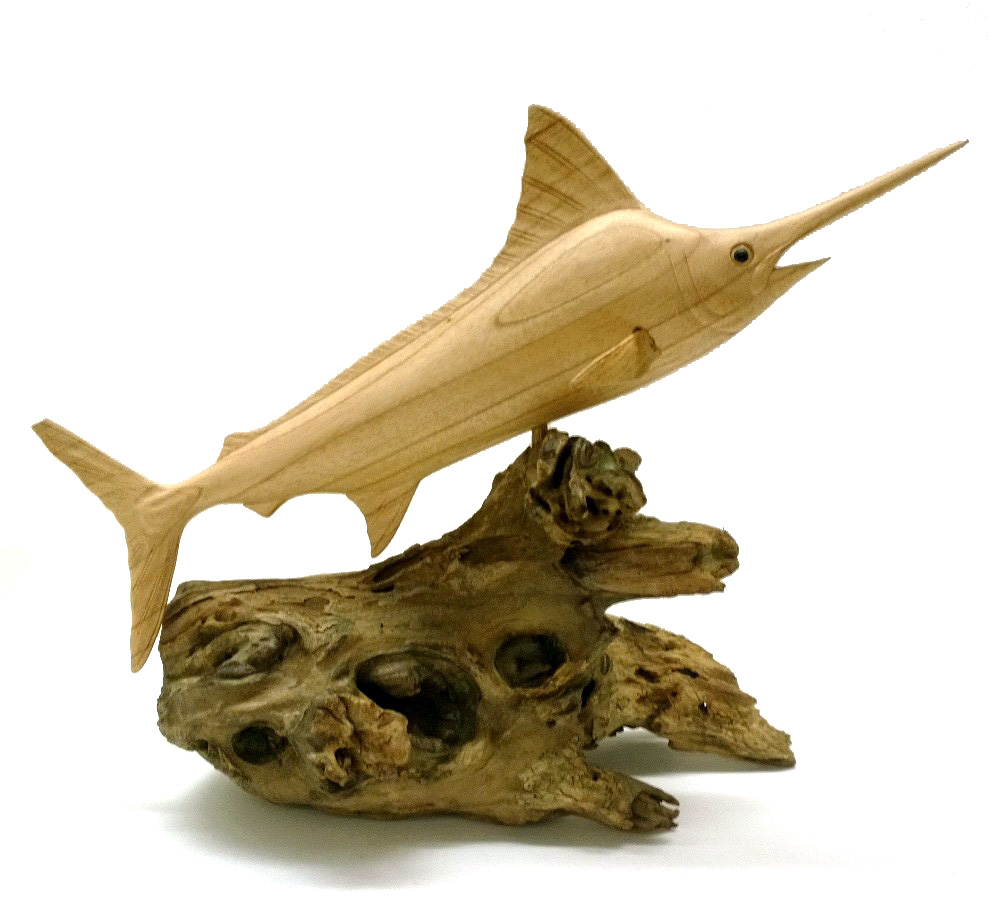69472 Wooden Marlin with Driftwood Stand - Image 1
