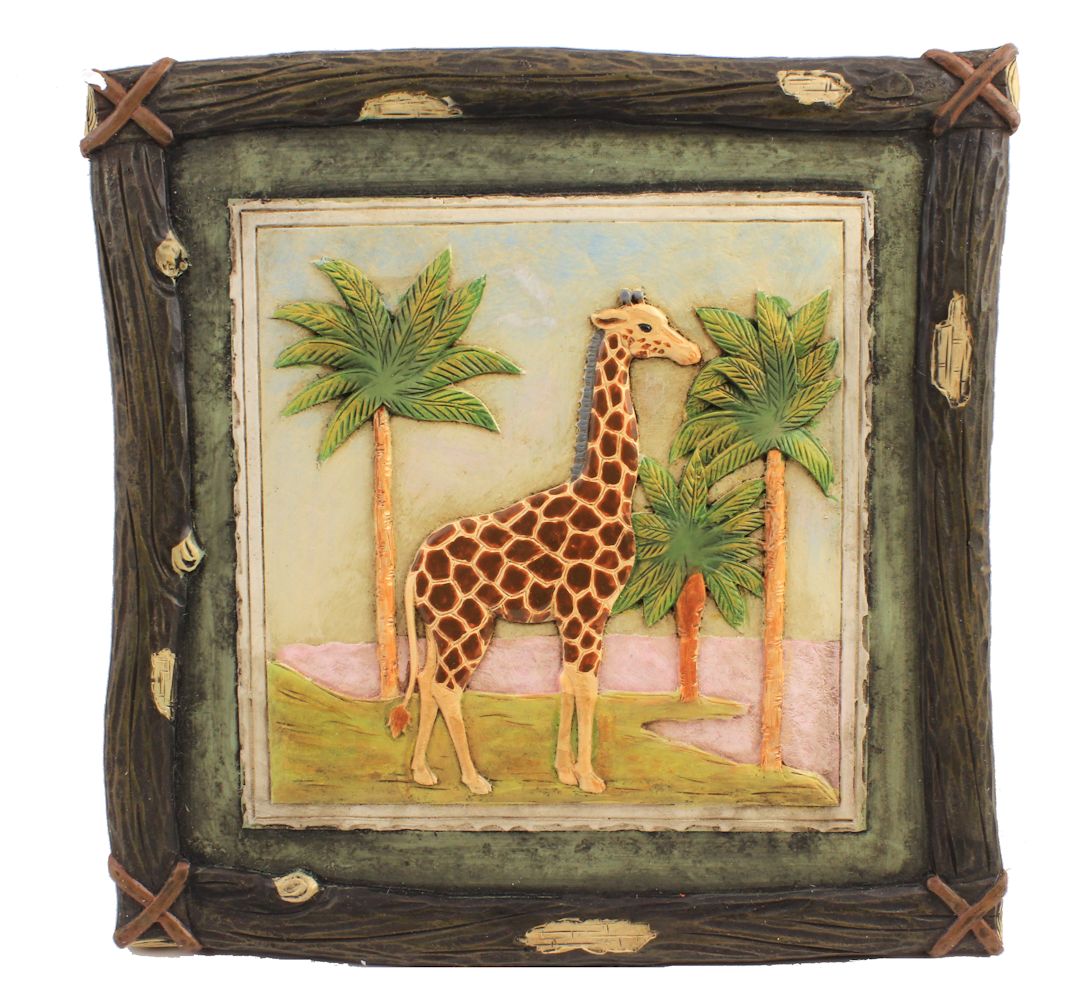 AP044-african-wall-plaque 12" Giraffe Safari African Plaques – Cold Cast Wall Art - Image 1