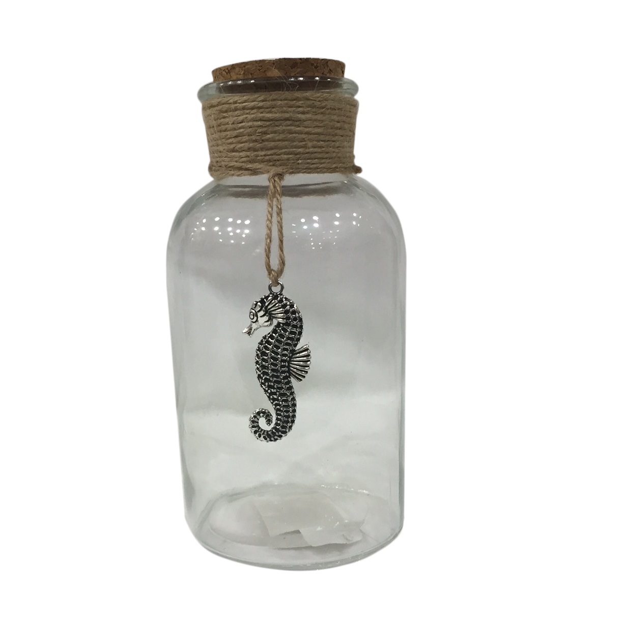 BEA63572-CLR Cork Glass Jar with Seahorse Charm - Image 1