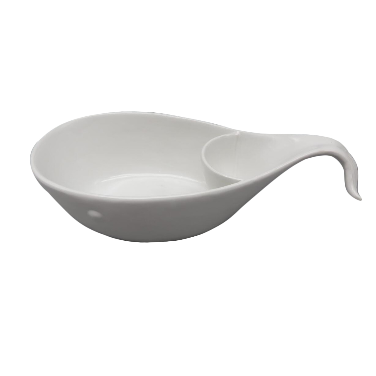 BEA98885-WHT Whale Shaped Chip and Dip Appetizer Ceramic Bowl Cream - Image 1