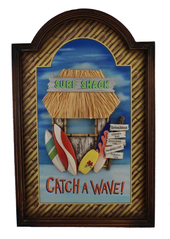 BI086-surf-shack-catch-a-wave-pub-sign 26.75" Surf Shack Catch a Wave Pub Sign - Image 1