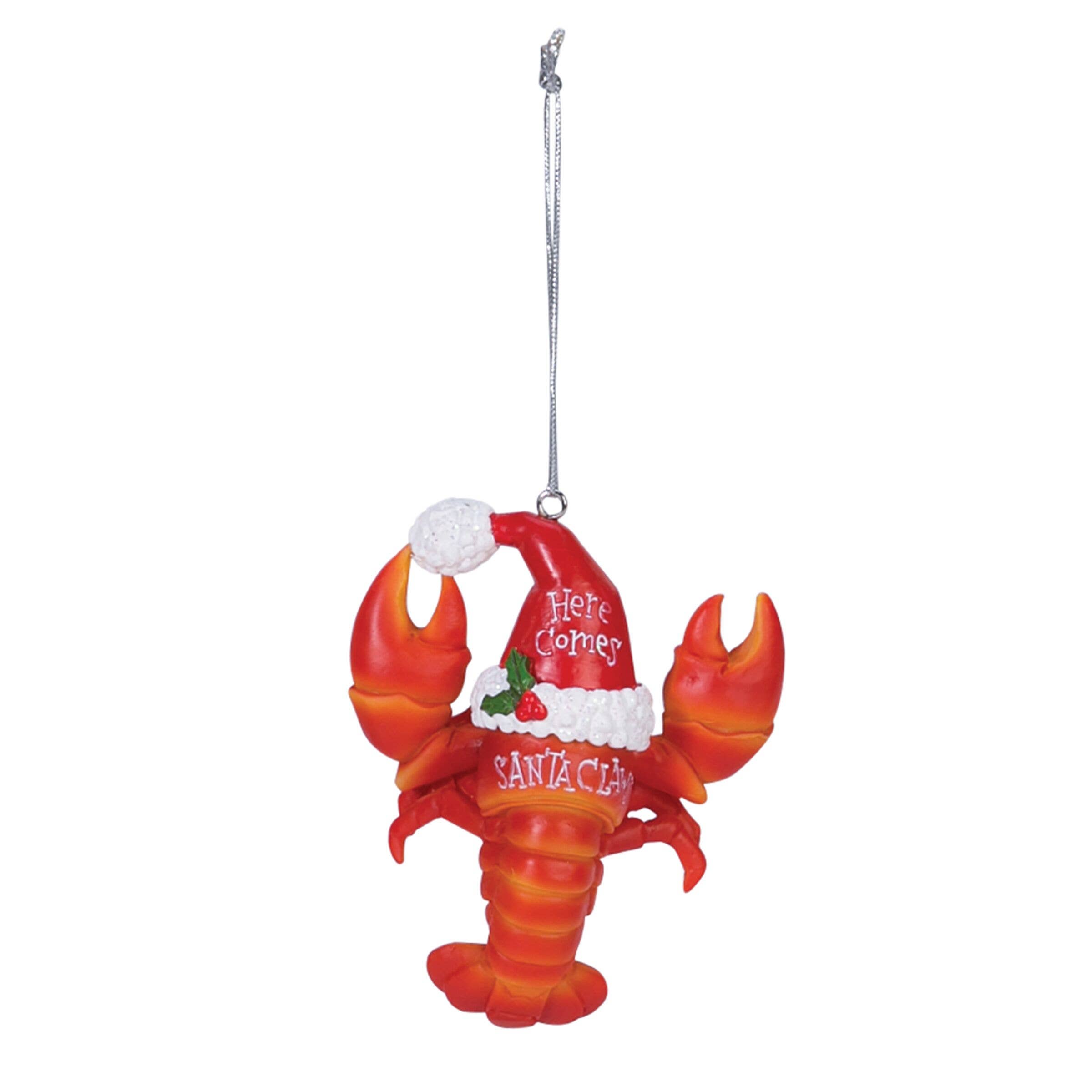 BI143 Beachcombers Santa Claws Lobster Christmas Xmas Ornament Red - Image 1