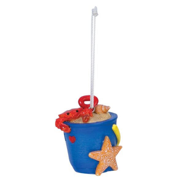 Blue bucket W/crab and pail ornament