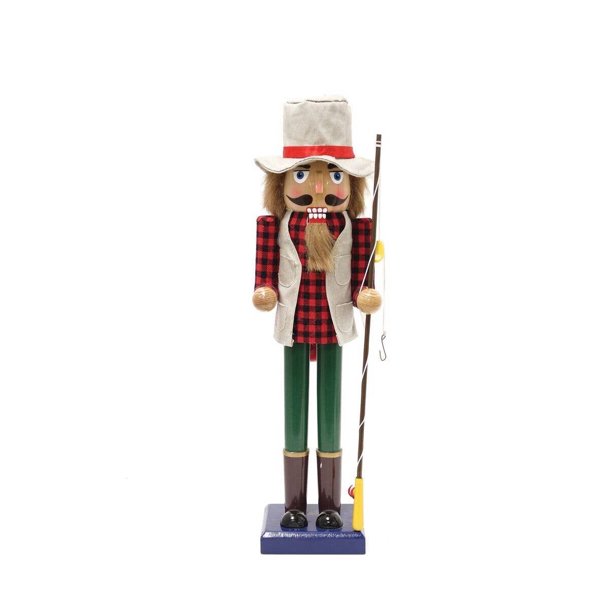 BI152 Beachcombers 15" Wood FISHERMAN Nutcracker - Image 1