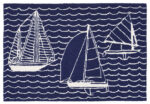 Sailboats Indoor Outdoor Accent Rug Navy Blue And White