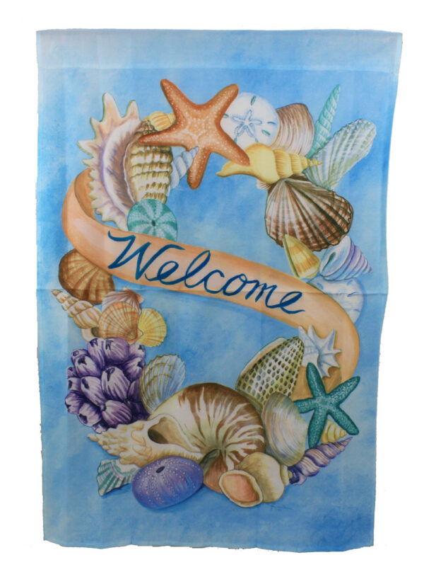 40" All Weather Shell Wreath Welcome Large Flag