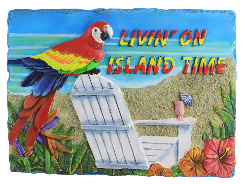 CD037-living-on-island-time-resin-plaque 10" Resin Livin' on Island Time Plaque - Image 1