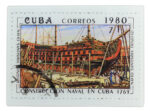 15" Cuban Ship Stamp Tempered Glass Rectangle Cutting Board