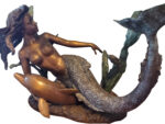 Large Mermaid and dolphin console table bronze 25.5"W X 43"L X 29.5"H approx.