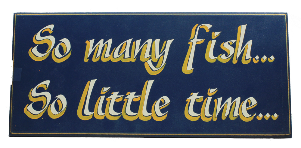 DS059-so-man-fish-so-little-time-wall-sign 16" So Many Fish So Little Time Wall Sign - Image 1