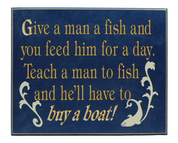 14"L Give A Man A Fish Wall Sign