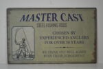 16"L Master Cast Fishing Rod Advertisement Tin Wall Sign