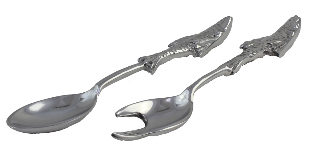 EC005-fish-serving-utensils 12" Set of 2 Aluminum Fish Serving Utensils - Image 1