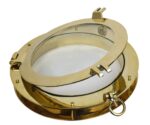 20” Solid Brass Heavy Porthole Window with 2" Deep Flange - Functioning
