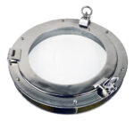 20” Nickel Finish over Solid Brass Porthole Window with 2” Deep Flange - Functional
