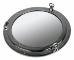 24” Nickel Finish over Brass Wall Mount Porthole Mirror