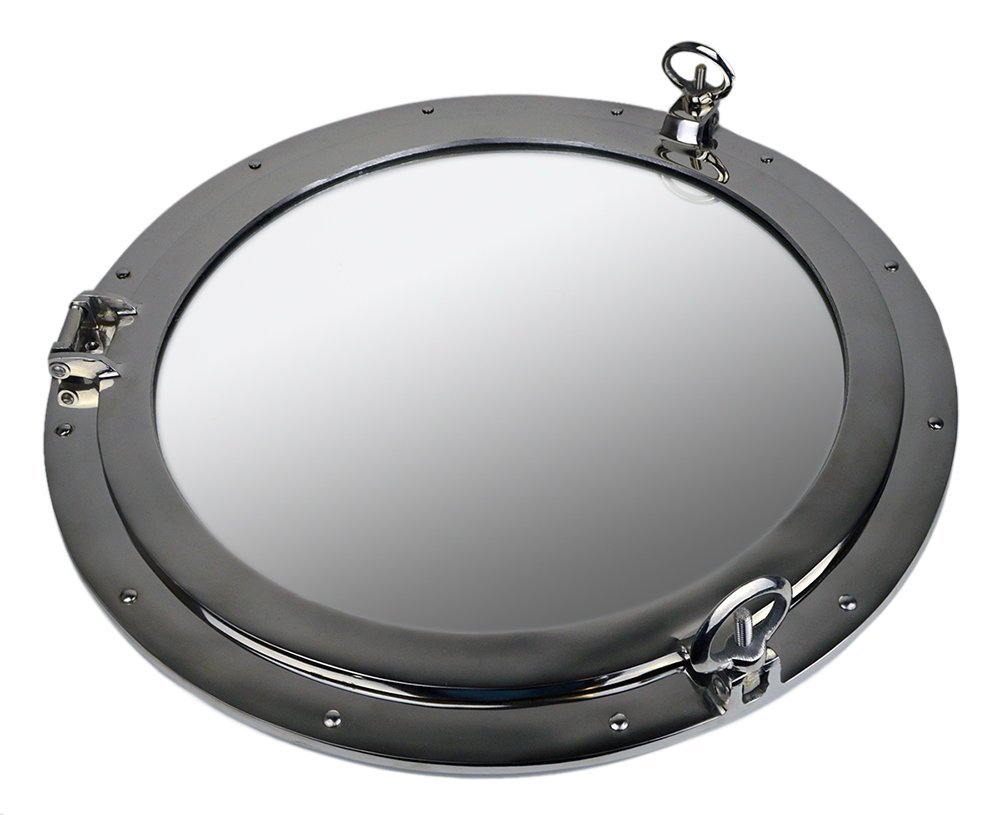EX018-24-inch-nickel-finish-over-solid-brass-porthole-mirror 24” Nickel Finish over Brass Wall Mount Porthole Mirror - Image 1