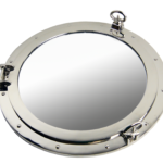 20” Nickel Finish Over Brass Porthole Mirror