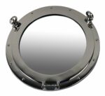 15” Nickel Finish over Solid Brass Porthole Wall Mount Mirror