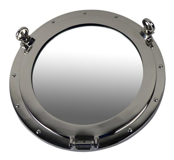 15” Nickel Finish over Solid Brass Porthole Wall Mount Mirror