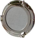12” Nickel Finish over Solid Brass Porthole Wall Mount Mirror - Image 2