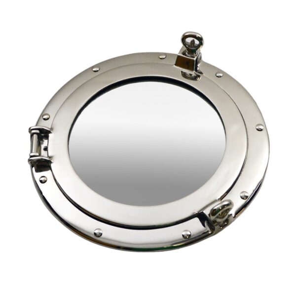12” Nickel Finish over Solid Brass Porthole Wall Mount Mirror