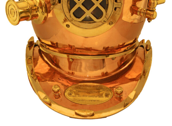 17”H Lacquered Solid Brass Mark V Replica Diving Helmet Decor