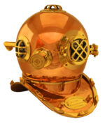 17”H Lacquered Solid Brass Mark V Replica Diving Helmet Decor - Image 2