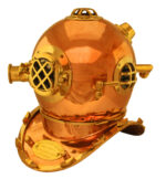 17”H Lacquered Solid Brass Mark V Replica Diving Helmet Decor - Image 3