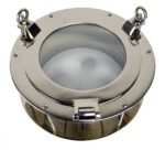 16”Dia Nickel Finish over Solid Brass Heavy Porthole Window 6.5” Deep Flange - Functioning
