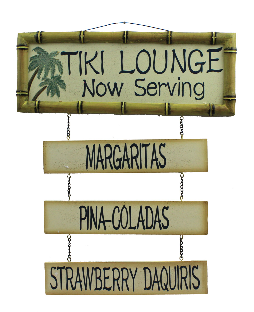FT011-tiki-lounge-wall-sign 18” Tiki Lounge - Now Serving - Wall Plaque - Image 1