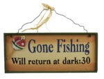 12.5" Gone Fishing Wall Sign