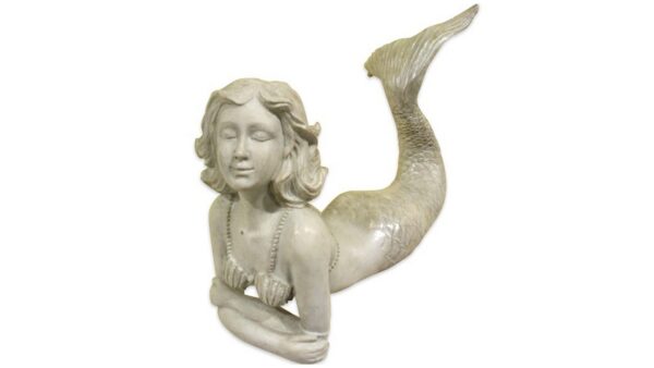 Peaceful Lying Mermaid Pearlescent And Natural Resin Figurine