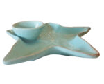 Starfish Shaped Chip and Dip Appetizer Ceramic Plate Turquoise - Image 3