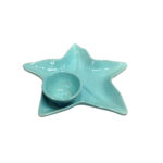 Starfish Shaped Chip and Dip Appetizer Ceramic Plate Turquoise