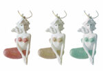 Set of 3 Sitting Mermaid Ornaments In Multiple Colors