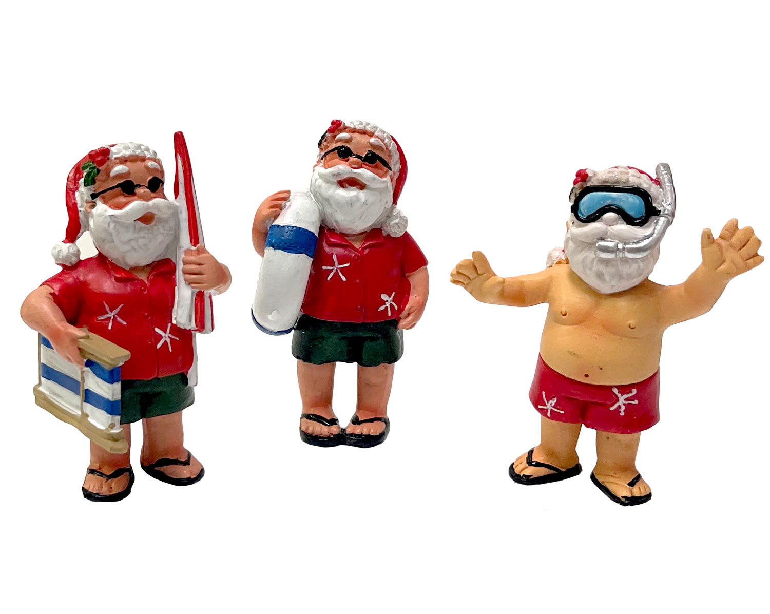 FT122-SET-OF-3-new Fancy That Set of 3 Beach Santa Figurines - Image 1