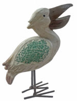 Mosaic Standing Pelican Blue Glass Figure 7In - Image 3