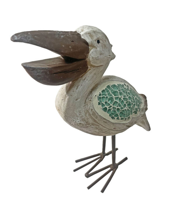 Mosaic Standing Pelican Blue Glass Figure 7In