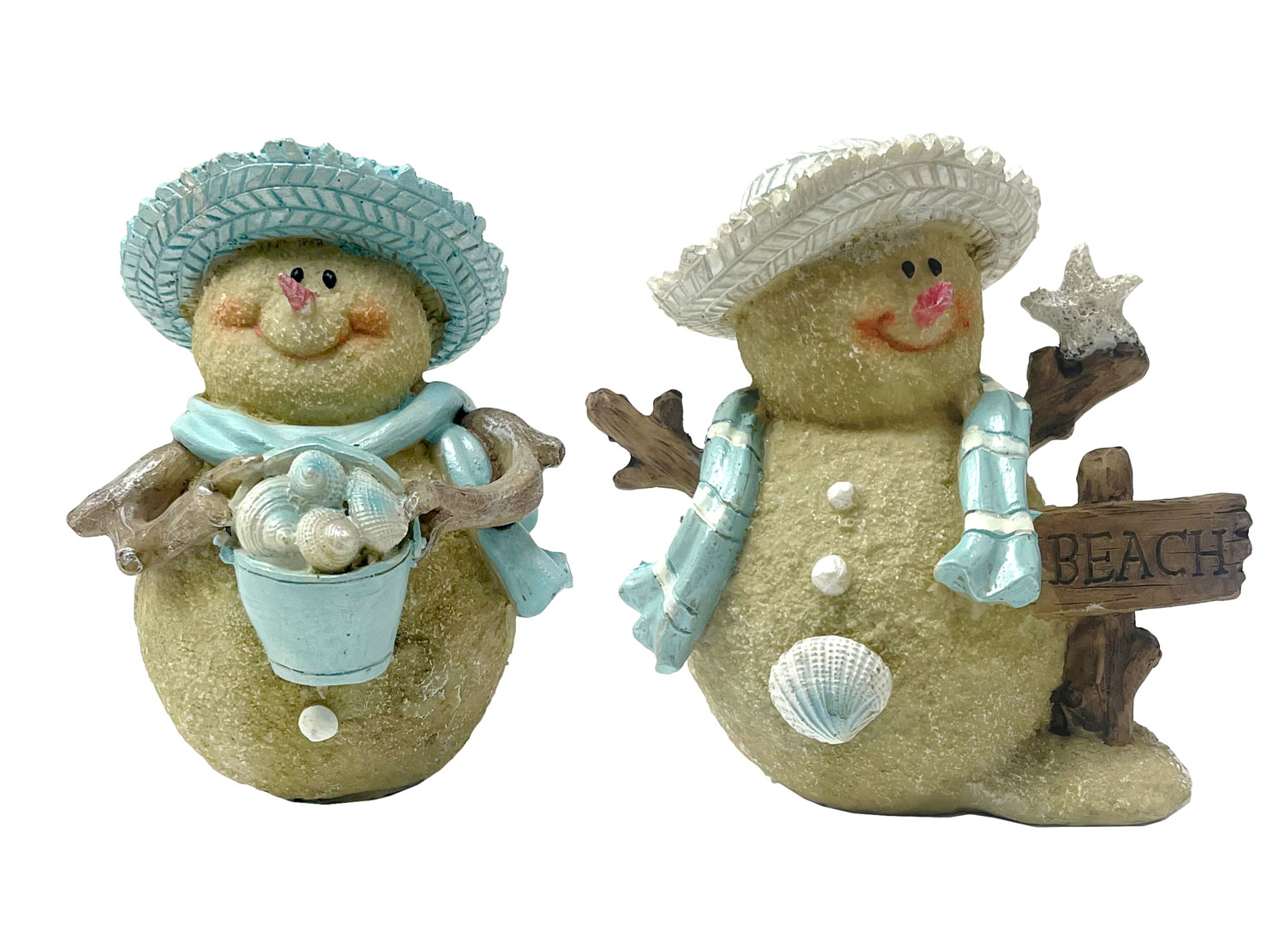 FT154-SET-OF-2 Set of 2 Beach Snowmen Couple Figurines - Image 1