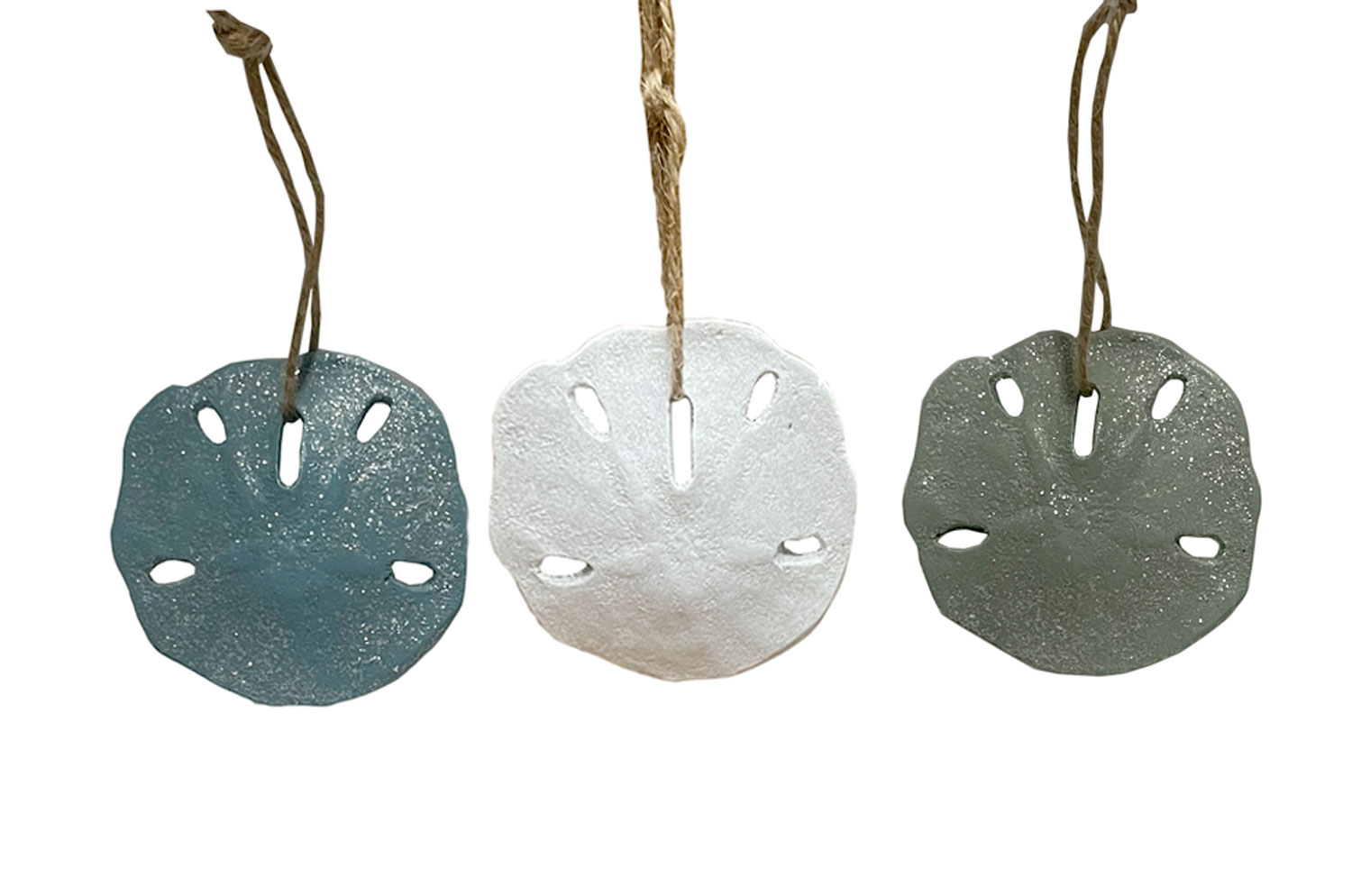 FT161-SET-OF-3 Set of 3 Sea Urchin Ornaments Sand Dollar Hanging Figurines - Image 1