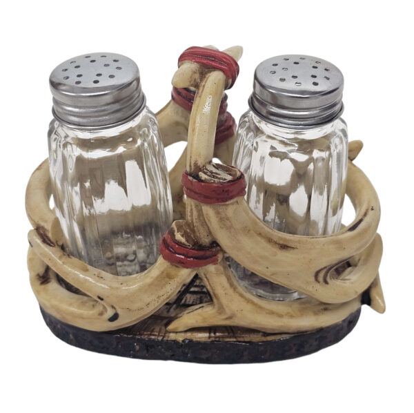 Antler Salt and Pepper Shakers Set with Caddy