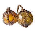 Amber Japanese Fishing Float in Net Buoy 10 Inch Dia - Image 3