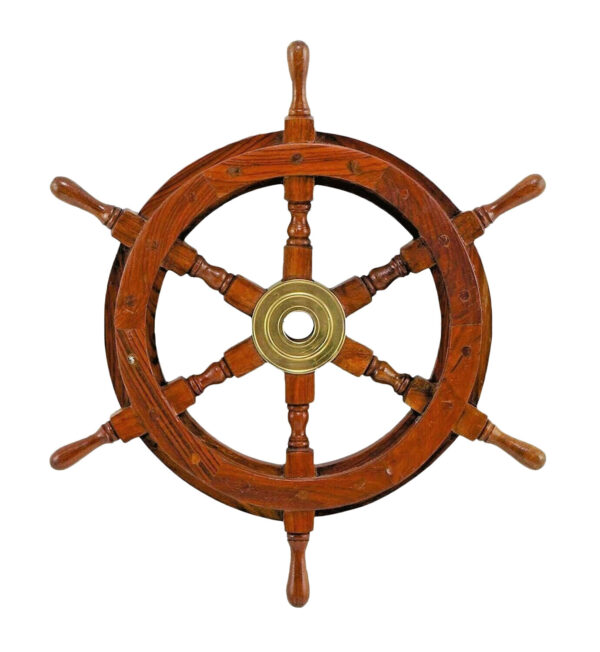 Solid Brass and Wood Ship Wheel 18"Dia