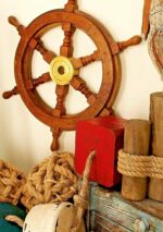 Solid Brass and Wood Ship Wheel 18"Dia - Image 2