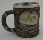 4"H Stainless Steel and Resin Pirate Ship Tankard - Image 2