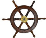 15" Solid Wood and Brass Ship Wheel